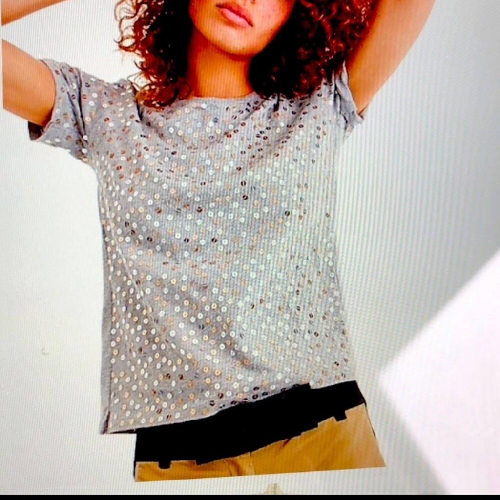 J Crew Sequined Shortsleeve Tee
